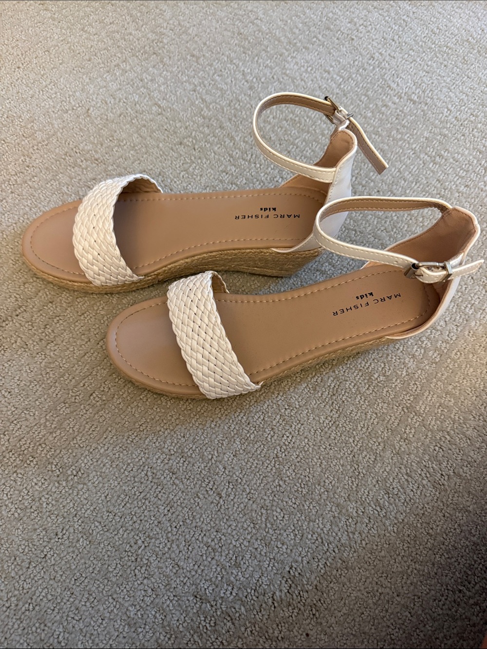 Marc Fisher Cream Braided Espadrille Wedge Sandals